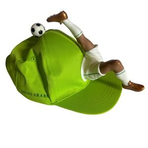 Saudi Arabia Soccer Novelty Hat 3D Bicycle Kick Player KSA Neon Green Cap DP-01